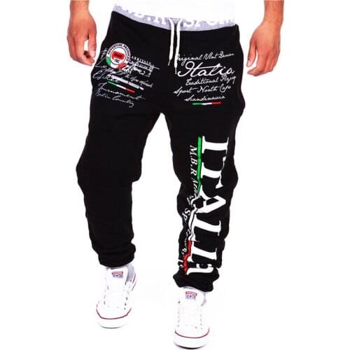 NEW 2021 Fashion Active ITALIA letters printed pants joggers elastic waist Drawstring loose sweatpants pantalon homme