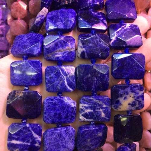 Square shape natural sodalite beads natural stone beads DIY loose beads for jewelry making strand 15"