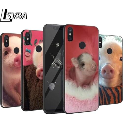 Cute Lovely Pink Pig Anti-fall Phone Case for Xiaomi Mi 10 Lite 9T CC9 Pro Note 10 9 8 A3 A2 A1 Lite Mix 3 Black Cover