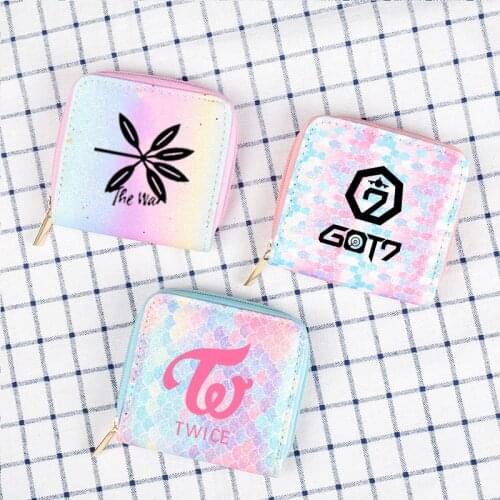 Wanna One Twice Got7 EXO Twice Creative Gradient Coin Purse Card Bag Fancy keep Spinning Top MOMO XIUMIN SUHO BAEKHYUN