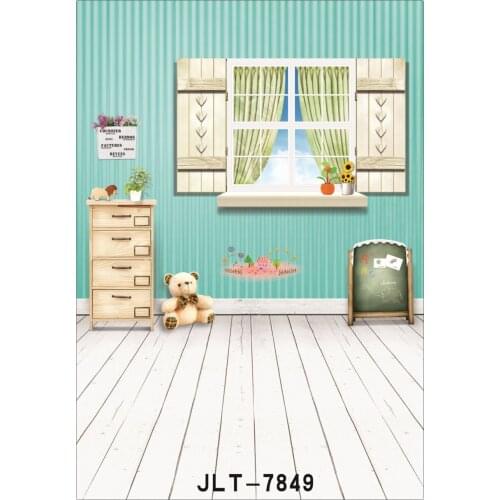 Indoor Childrens Room Blue Photography Backdrop Vinyl Cloth Background Photocall for Wedding Children Baby Photo Studio Props