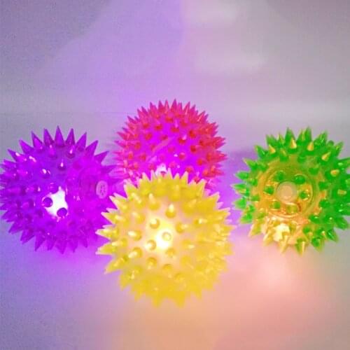 5 Pcs Light-up LED Bite Ball Dog and Cat Toy Flashing Sensory Fun Blinking Spiky Toys Pet Supplies C42