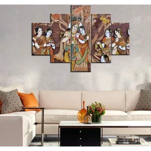 Gods Painting Radha Krishna Pictures House Decorations Living Room 5 Pcs Picture Mindset Art Painting Drop shipping