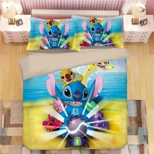 Disney Lilo & Stitch Cartoon Pattern Bedding Set Duvet Cover Bed Sheet Pillow Cases Twin Full Queen King Size Drop Shipping Gift
