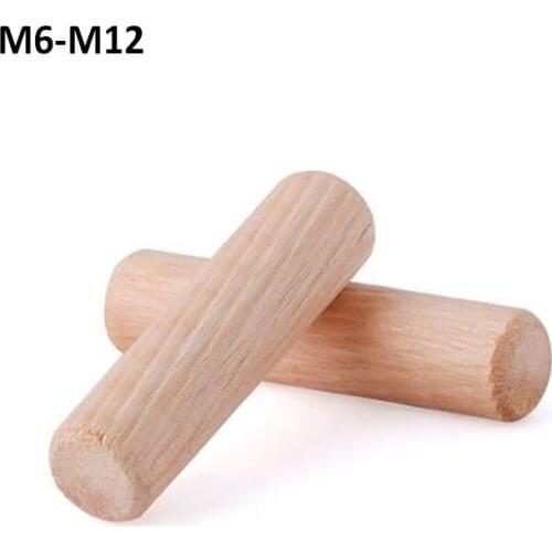 Round Wooden Plugs Wood Doweling Wood Sticks Rods Fluted Connectors Fluted Pins For Woodworking M6 M8 M10 M12