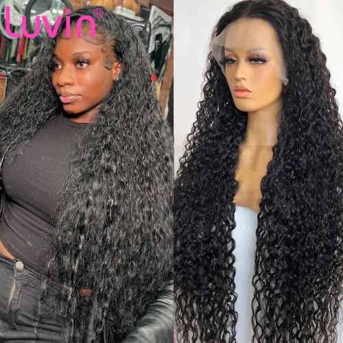 Luvin 30 40 Inch 13X4 13x6 Deep Wave Lace Frontal Human Hair Wigs Brazilian Human Hair Curly 4x4 Lace Closure Wig For Woman