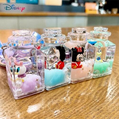 Disney Mickey Mouse Cute Keychain for Girls Bag Wallet Car Keys Wishing Bottle Minnie Pendant Donald Duck Cartoon Keychains