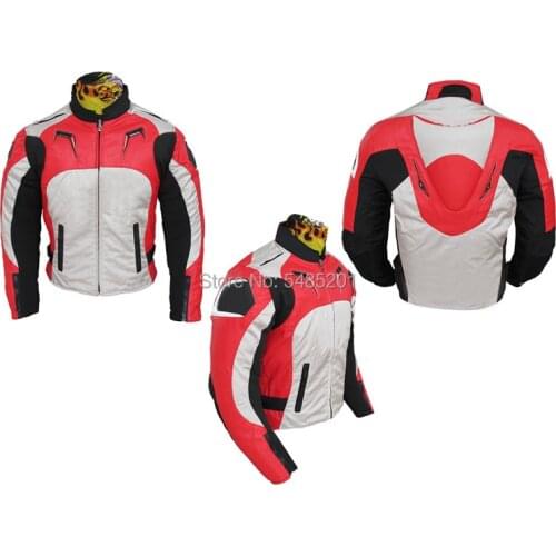 A star Mens Textile Motorcycle Riding Jacket with Protectors with Cotton Lining Black Blue Red Racing Jacket