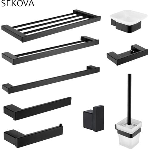 Black Plated Stainless Steel Bathroom Hardware Set Towel rack Paper Holder Soap Holder Towel Bar Bathroom Accessories