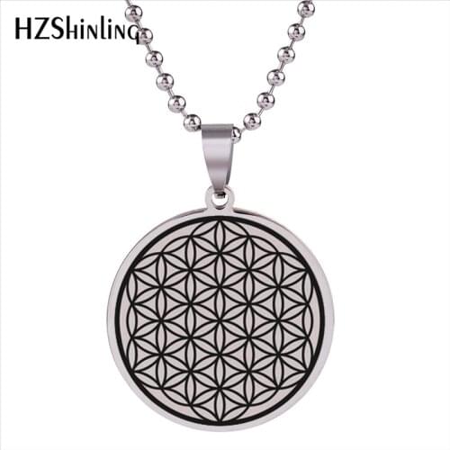 2018 New Flower Of Life Stainless Steel Pendant Seed Of Life Jewelry Mandala Necklace Geometric Pattern Pendants Men Women HZ7