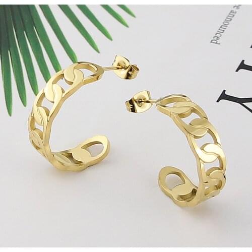 New stainless steel geometric imitation chain earrings are gifts for women, unique design jewelry wholesale