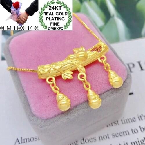 OMHXFC Jewelry Wholesale YM121 European Fashion Fine Woman Man Party Birthday Wedding Gift Leaf Tube DIY 24KT Gold Pendant Charm