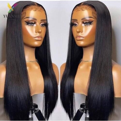 Straight 40 Inch Lace Front Human Hair Wigs Pre Plucked Brazilian Lace Front Wig 150% Density 4x4 Closure Wig Remy