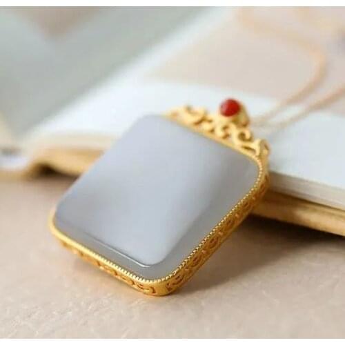 S925 Sterling Silver Pendant Stylish and Personalized High-Grade Elegant Lucky Pendant Ornament Female Natural Hetian Jade Jade