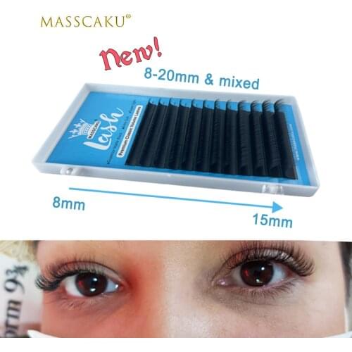 MASSCAKU Fast Ship 12rows/case Mix Premium Natural Classic Eyelashes Individual Eyelash Extension Makeup Maquiagem cilios