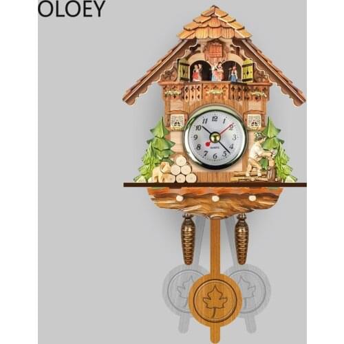 Luxury Cuckoo Wall Clock Creative Wooden Kids Living Room Retro Wall Clock Bird DIY Medium Korean Japenese Modern Wall Clock New
