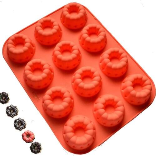 Silicone Cake Mold Muffin Cupcake Donut Chocolate Fondant Cake Molud Non Stick Silicone Baking Mold