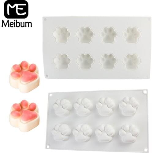 Meibum 8 Cavity Cat Claw Shape Silicone Mousse Cake Mold French Dessert Fruit Jelly Mould Chocolate Cupcake Baking Tray