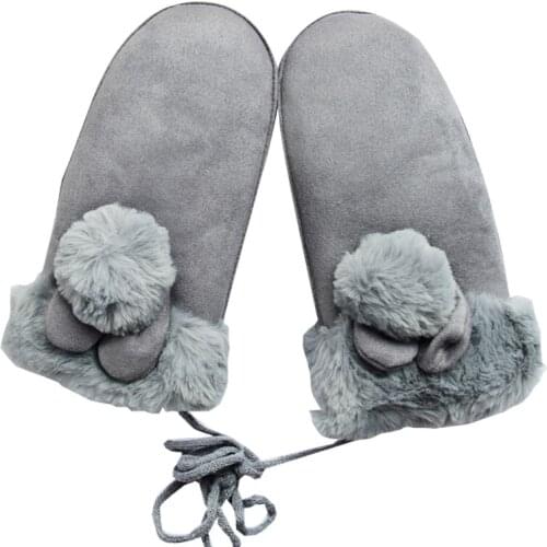 Lovely Cartoon Gloves Women Full Finger Glove Winter Suede Thick Plush Ladies Glove for Girls Hand Warmer Gluves Adult Wrist