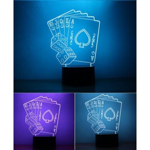 3D Night Light USB Powered Poker LED Desk Lamp Touch Key Decoration Atmosphere Light Use Home Hotel Party Holiday