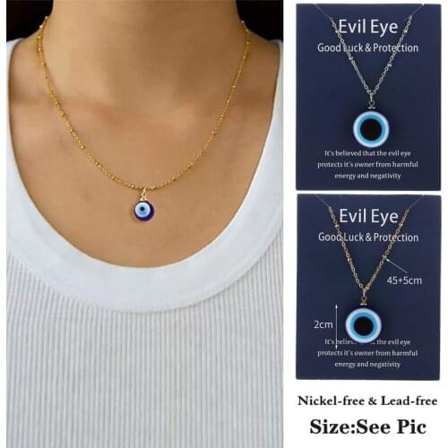 Bohemia Evil Eye Charm Pendant Necklace Wish Card Clavicle Chains Choker Party Beach Jewelry Good Luck Accessories Birthday Gift