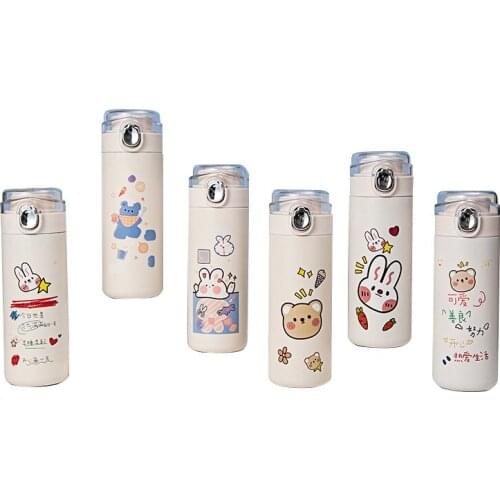 Vacuum Cup Cute Flask Cartoon Animal Graffiti Portable Double-layer Vacuum Travel Winter Mug Student Couple Office Water Cup