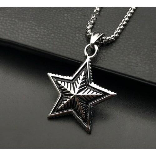 Viking Pentacle Pentagram Star Pendant Charm Stainless Steel Necklace Wiccan Talisman Pagen Amulet Man Jewelry