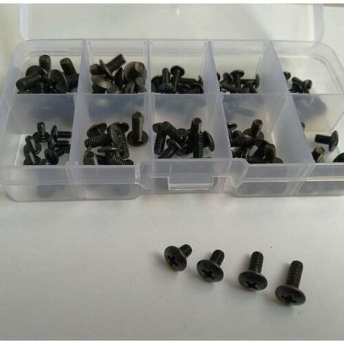 50PCS Phillips Screw Truss head machine Screws Black Sets Assortment Bolts M5 M6