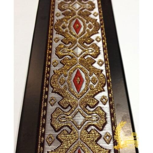 High quality 2" 5 cm 10YARD woven jacquard ribbon Gold thread embroidery classic totem for curtains DIY Clothing Accessories