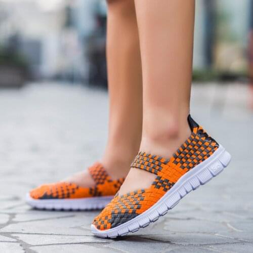 Female Light Running Shoes Antislip Hand-made Weave Sneakers Women Casual Breathable Cool Outdoor Sport Shoes Summer Flats 2019