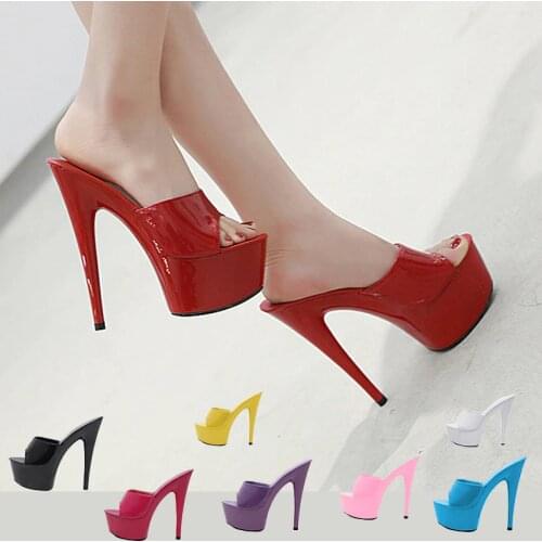 6 Color Woman Wedding Shoes Sandals 2020 Nightclub Sexy High-heeled 15cm Shoes Slippers Heels Waterproof Sandal Summer Pumps