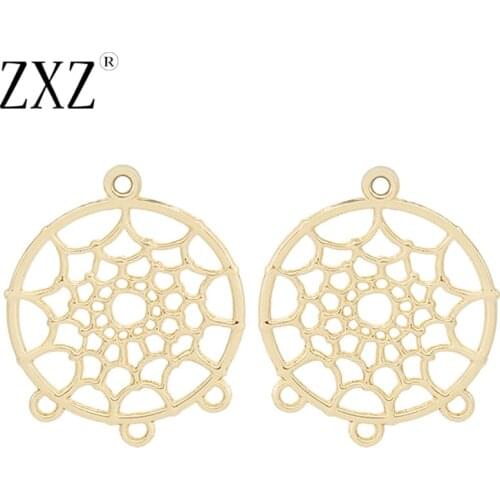 ZXZ 10pcs Gold Tone Alloy Dream Catcher Connector Charms Pendants For DIY Necklace Jewelry Making Findings