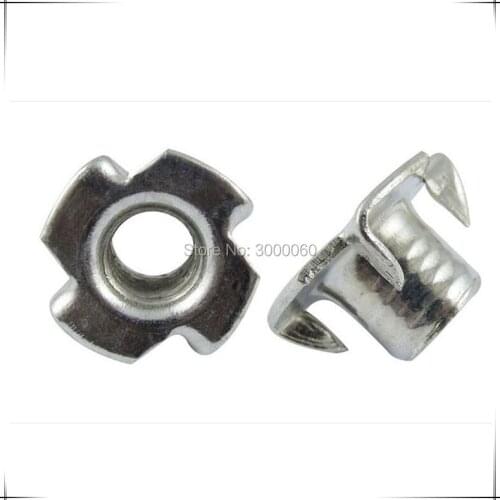 1/4-20 Zinc Plated Carbon Steel Four Prongs Calw T Nut For Furniture 200pcs/Lot