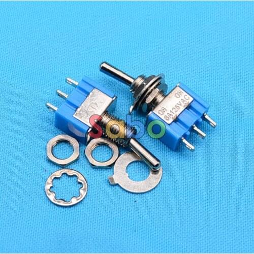 10PCS Blue Mini MTS-102 SPDT 3Pin 6A 125VAC 2 Position On-on Toggle Switches 3.3*1.3*0.8cm SPDT 6A 125V AC/3A 250V AC