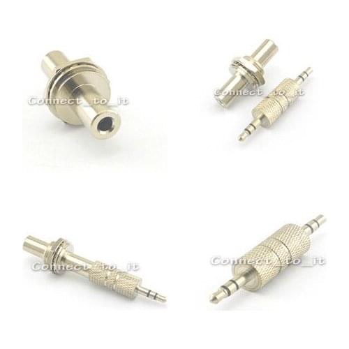 2 Pieces 3.5mm Jack Female to Female Bulkhead Jack Stereo Adapters+3.5mm Male Plug to Male Plug Straight Audio Dual Adapter