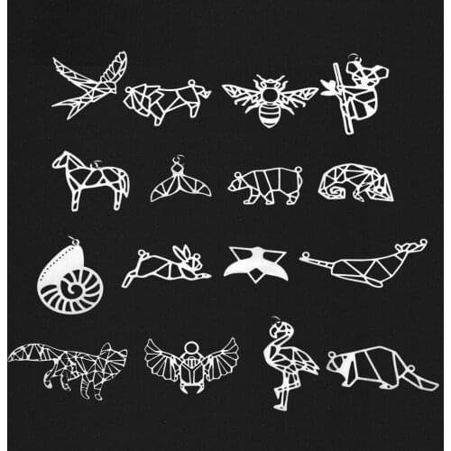 20pcs/lot Mix Designs Stainless Steel Large Animal Lion Fox Bird DIY Jewelry Charms Connector Wholesale Bracelet Making Charm