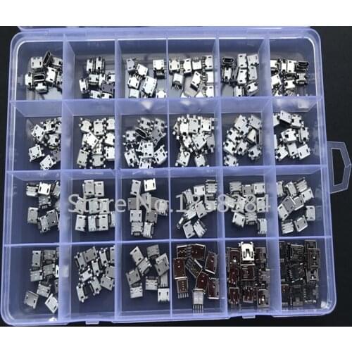 24VALUES V8 mouth plug mixed batch smart phone tail plug 5 needlesl Mixed order New Widely Using Mirco USB Connectors Plug