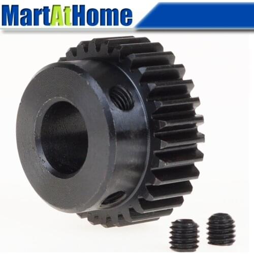 3 PCS Spur Gear Rack Pinion 26-29 Teeth M1 Bore Dia. 5/6/6.35/7/8/10/12/12.7/14 mm Straight Teeth Positive 45# Steel with Boss