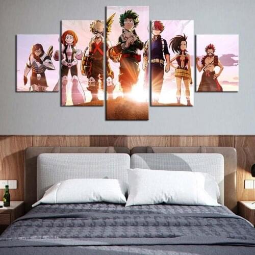 5 Pcs Anime My Hero Academia Modern Wall Art Canvas Home Decor Pictures for Living Room Decoration Paintings