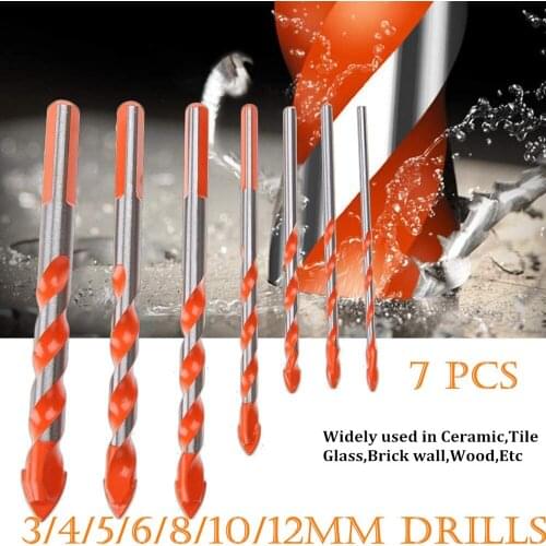7Pcs Multifunctional High Quality Drill Bits Construction Triangle Set For Ceramic Tile Concrete Glass Marble brick wall wood