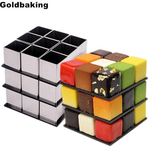 Aluminum Allloy Russia Cube Cake Mold Cake Cube Mould Dessert Making Tool Set DIY Baking Molds Square Fondant Cutter