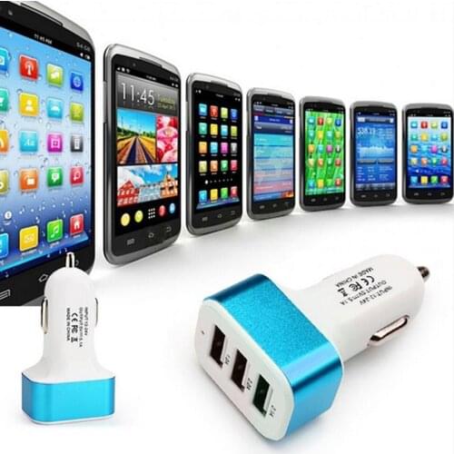 DC 5V 2.1A & 1A Car Charger USB 3 Port Fast Charging For Laptop Cigarette Lighter Car Phone Charger For IPhone Samsung Huawei