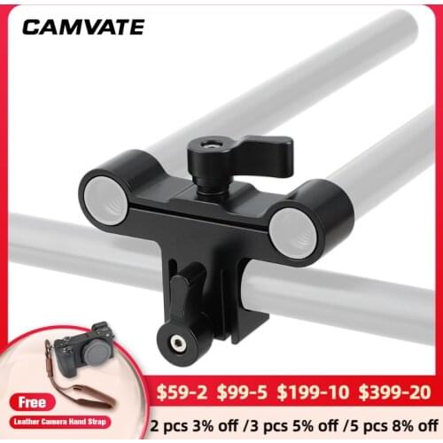 CAMVATE 15mm Single & Dual Railblock Rod Clamp Combination Perpendicular Type For DSLR Camera Shoulder Rig C2251
