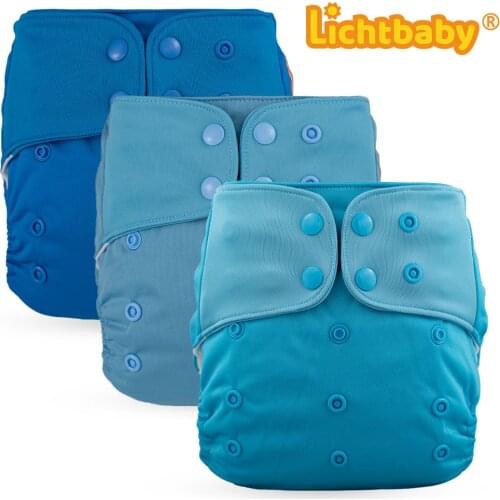 Lichtbaby Color Baby Cloth Pocket Diaper 4-17kg One Size Fit All Nappy Reusable Washable Printing Baby Girl Boy