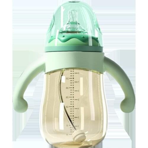 Baby Products Feeding Bottle Wide Caliber Baby Anti-Flatulence Drop-Resistant Baby Drinking Straw Feeding Bottle Silicone