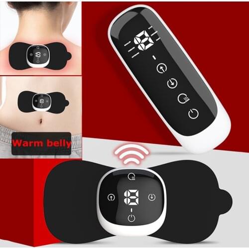 Electric TENS Mini Neck Massager EMS Heating Cervical Massage Sticker Women Warm Belly Smart Touch Screen Arm Leg Back Massager