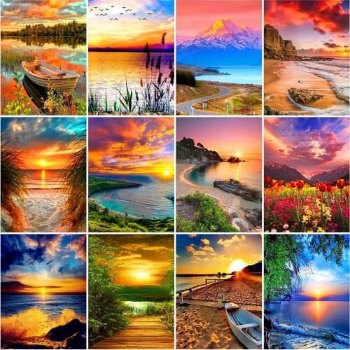 EverShine 5D DIY Diamond Painting Sunset Mosaic Art Set Diamond Embroidery Landscape Seaside Hot Sale Picture Handmade Hobby