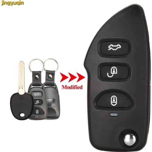 Jingyuqin 10pcs Modified Remote Car Key Fob Shell For Hyundai Kia Carens 2006-2008 3 Buttons with Battery Holder Left Blade