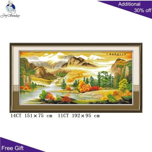 Joy Sunday Beautiful Scenery Home Decoration F010(2) 14CT 11CT Counted and Stamped Beautiful Landscape Cross Stitch Kits