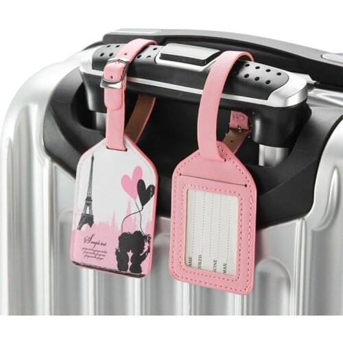 New Eiffel Tower Old Times Suitcase Leather Luggage Tags Label Bag Pendant Handbag Travel Accessories Name ID Address